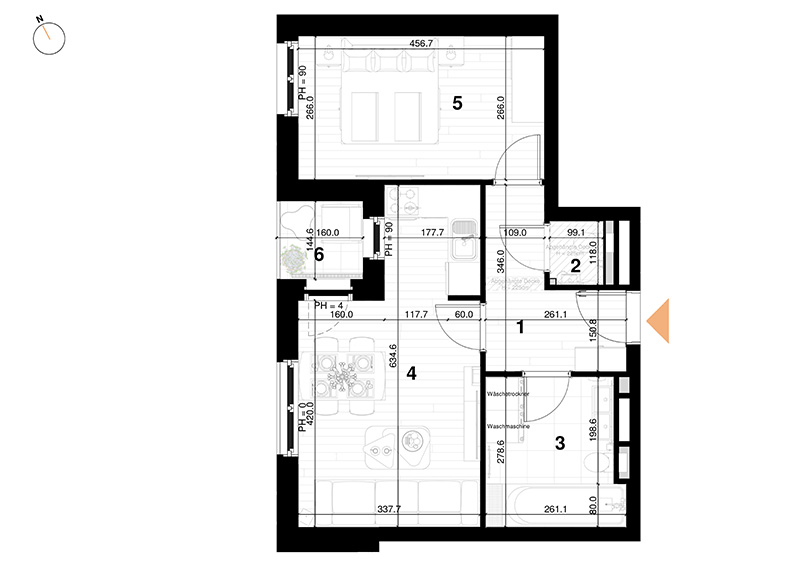 Tür 4 - 2 Zimmer Wohnung